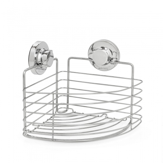 Lock n Roll Chrome Wire Corner Suction Shower Caddy