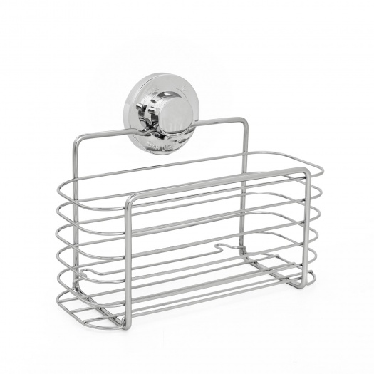 Lock 'n' Roll Chrome Wire Rectangular Suction Shower Basket