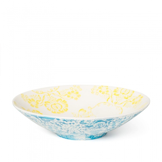 Wallpaper Serving Bowl Yellow & Blue